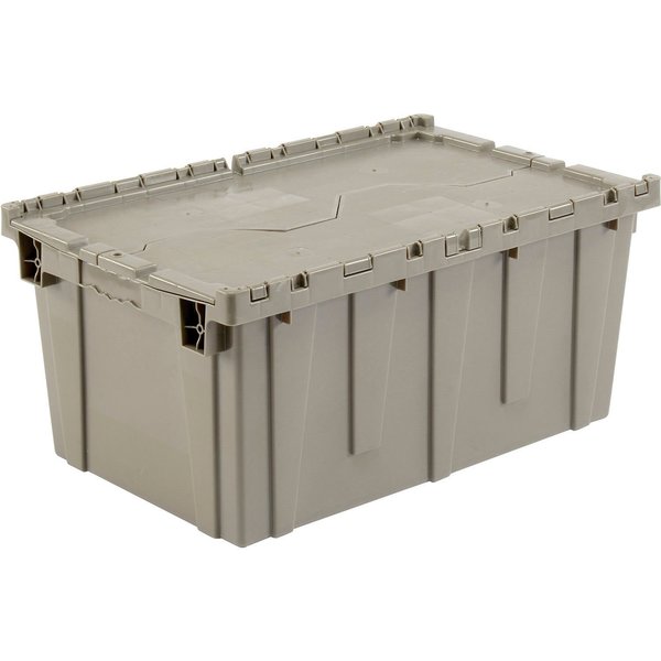 Global Industrial Distribution Container With Hinged Lid, 27-3/16x16-5/8x12-1/2, Gray 257814